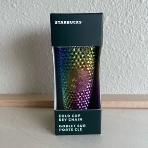 Starbucks Oil Slick Chrome Mini Tumbler Keychain New!